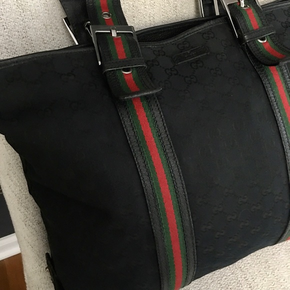 Authentic Gucci black monogram canvas tote bag - Picture 4 of 16
